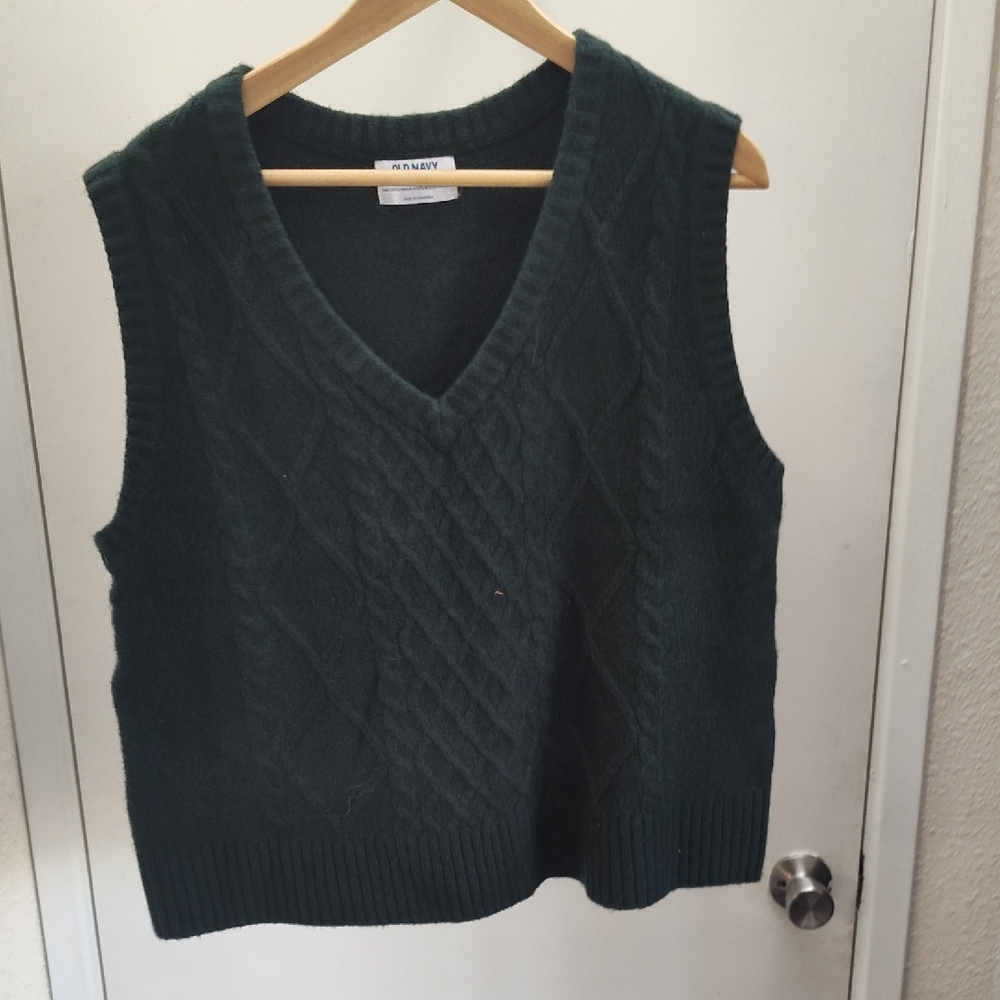Old Navy Dark Green V-Neck Sweater Vest